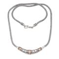 Eternal Flame,'Bali Sterling Silver Chain Necklace with 18k Gold Accents'