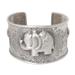 'Hill Tribe Elephants' - Handmade Sterling Silver Cuff Bracelet