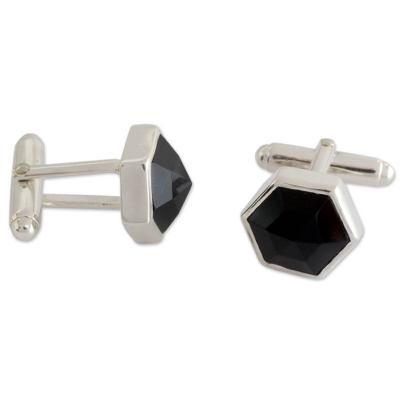 Onyx cufflinks, 'Be a Star'