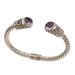 Amethyst and 925 Silver Rope Design Cuff Bracelet from Bali 'Altar Swirl'