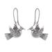 Chiseled Bird,'Taxco Sterling Silver Bird Dangle Earrings from Mexico'