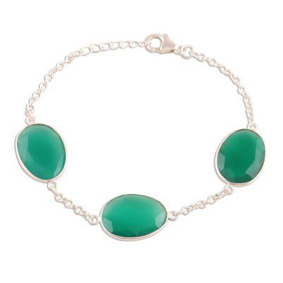 Glistening Eggs,'42.5-Carat Green Onyx Station Bracelet from India'