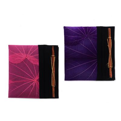 'Pink and Purple Kupu-Kupu Leaf Journals from Bali (Pair)'