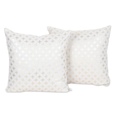 Golden Constellation,'Pair of Cotton Cushion Cover...