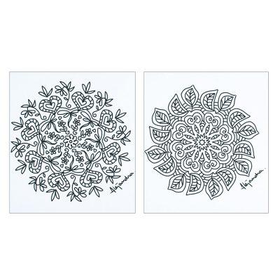 Relaxing Leaves,'Mexican Mandala Coloring Postcards with Leaf Motifs (Pair)'