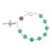 Blissful Purity,'Green Quartz and Cultured Pearl Cross Bracelet from India'