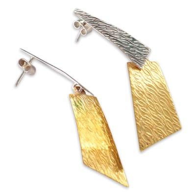 'Radiance' - Handmade Jewelry Silver and Bronze Dangle Earrings