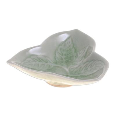 Triangle Leaf,'Handcrafted Celadon Candy Dish'