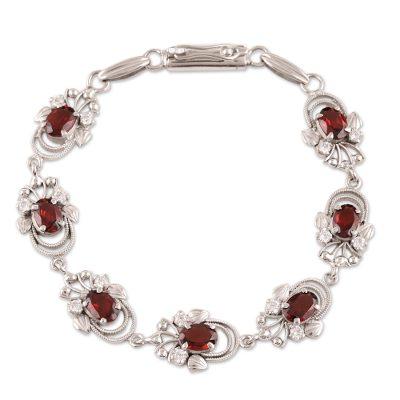 Garnet link bracelet, 'Dazzling Dew'
