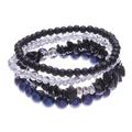 Fancy Dream in Black,'Set of 4 Black Beaded Stretch Bracelets from Thailand'