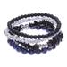 Fancy Dream in Black,'Set of 4 Black Beaded Stretch Bracelets from Thailand'