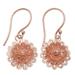 Circle Beauty,'18k Rose Gold Plated Sterling Silver Dangle Earrings'