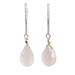 Gold accent chalcedony dangle earrings, 'Effortless Pink Glam'