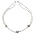 Pearl and jasper strand necklace, 'Ocean's Gift'