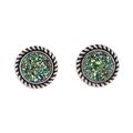 Round Green,'Green Drusy Quartz Stud Earrings from India'