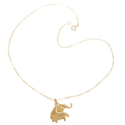 '18k Gold-Plated Prosperity Elephant Pendant Necklace'