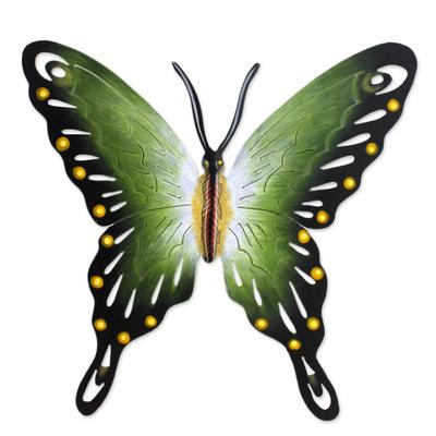 'Soul of Fortune' - Collectible Green Butterfly Steel Wall Sculpture Mexico