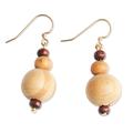 Forest Luck,'Eco-Friendly Sese Wood Beaded Dangle Earrings from Ghana'