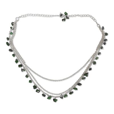 'Talakona Majesty' - Sterling Silver and Malachite Waterfall Necklace