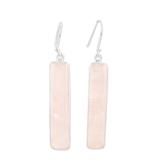 Monument of the Loving,'Sterling Silver Dangle Earrings with Rose Quartz Cabochons'
