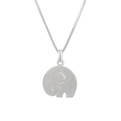 Elephant Cutie,'Openwork Sterling Silver Elephant Necklace from Thailand'