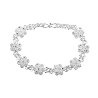 Seven Stupas,'Artisan Crafted Sterling Silver Station Bracelet from Bali'