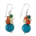 Colorful Wonder,'Multi-Gemstone Beaded Dangle Earrings from Thailand'