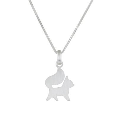 Puppy Poise,'Elegant Sterling Silver Dog Pendant Necklace from Thailand'