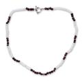 Rainbow moonstone and garnet beaded necklace, 'Orissa Harmony'