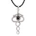 'Twin Serpents' - Sterling Silver and Onyx Snake Necklace from Indonesia