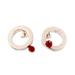 Endless Luck,'Modern Sterling Silver Button Earrings with Carnelian Beads'