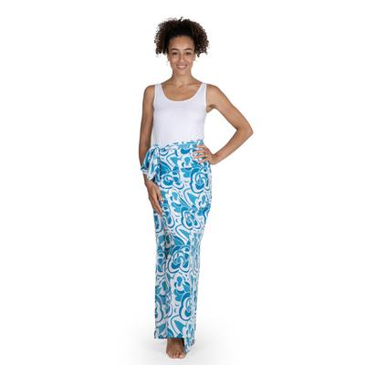 Azure Garden,'Batik Rayon Sarong with Azure Floral Motif'