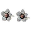 'Taxco Wildflower' - Hand Made Floral Fine Silver Button Earrings from Mexic