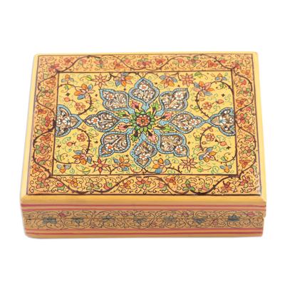 Charming Persia,'Wood Papier Mache Decorative Box in Yellow'