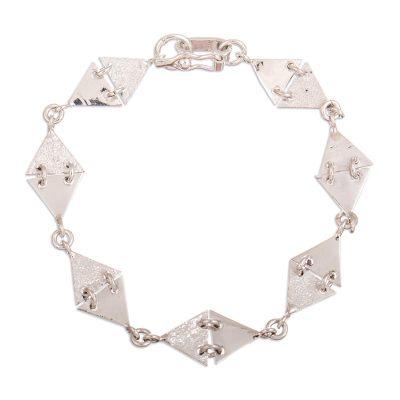 Space Geometry,'Handcrafted Sterling Silver Modern Link Bracelet'