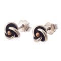 Mysterious Flower,'Copper and Sterling Stud Earrings'