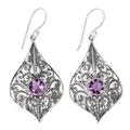 Shine On,'Balinese Style Amethyst and Sterling Silver Dangle Earrings'