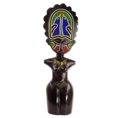 Good Life Obrapa,'Good Life Akan Doll Beaded Wood Sculpture Collectible Art'