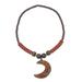 Kae Me Moon,'Wood and Recycled Plastic Beaded Pendant Necklace from Ghana'