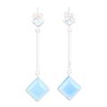 Chic Diamond,'Sterling Silver Dangle Earrings with Chalcedony & Blue Topaz'