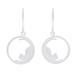 Relaxing,'925 Silver Cat Dangle Earrings with Brushed-Satin Finish'