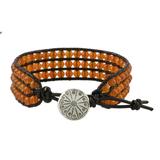 Apricots,'Carnelian Bead and Karen Silver Button Wristband Bracelet'