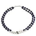 'Lapis Lazuli and Cultured Pearl Two-Strand Silver Necklace'