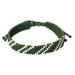 Silver accent wristband bracelet, 'Diagonal Green'