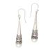 Bali Cornet,'Sterling Silver Cone Dangle Earrings with Cultured Pearl'