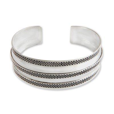 'Balinese Ruffles' - Modern Sterling Silver Cuff Bracelet