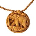 Hand Crafted Wood Necklace Indian Jewelry 'Elephant Fortune'