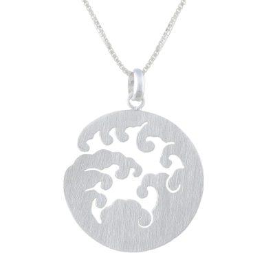 Circle of Waves,'Wave Design Sterling Silver Pendant Necklace from Thailand'