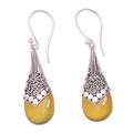 Chalcedony dangle earrings, 'Puncak Jaya in Yellow'
