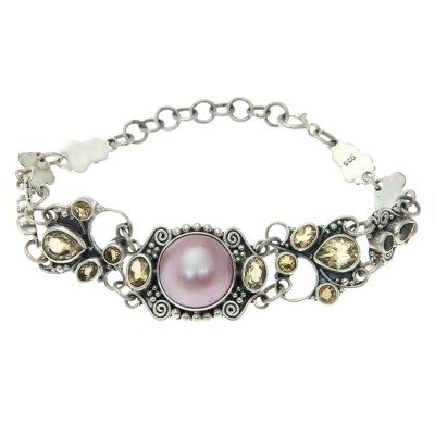 Unique Pearl and Citrine Bracelet 'Moon Garden'